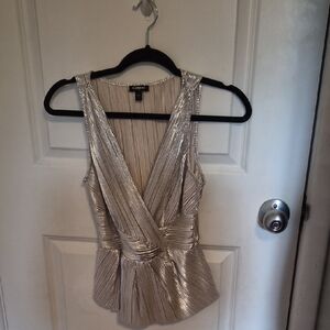 Express Metallic Silver Sleeveless Blouse New With Out Tags